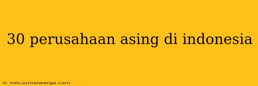 30 perusahaan asing di indonesia