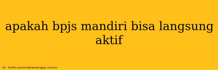 apakah bpjs mandiri bisa langsung aktif