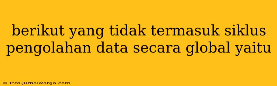 berikut yang tidak termasuk siklus pengolahan data secara global yaitu