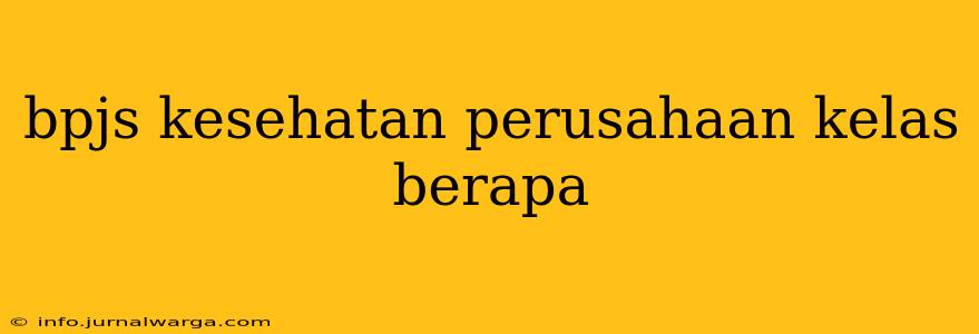 bpjs kesehatan perusahaan kelas berapa