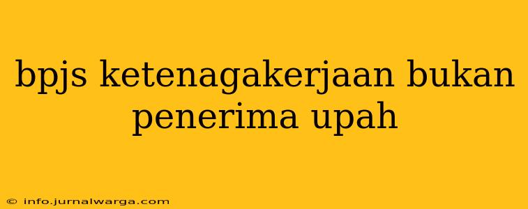 bpjs ketenagakerjaan bukan penerima upah