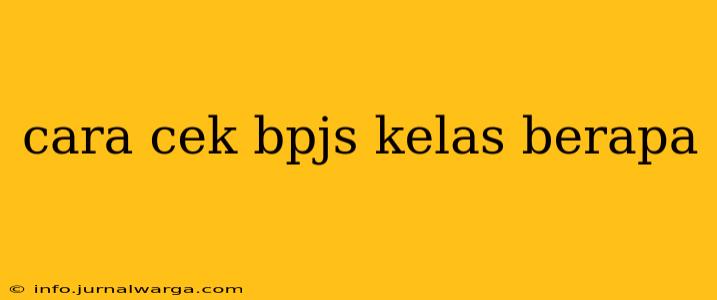 cara cek bpjs kelas berapa