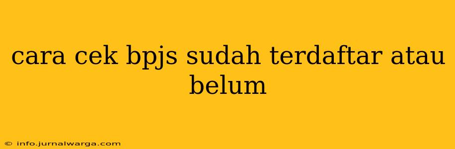 cara cek bpjs sudah terdaftar atau belum