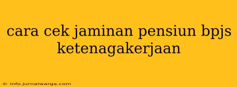 cara cek jaminan pensiun bpjs ketenagakerjaan