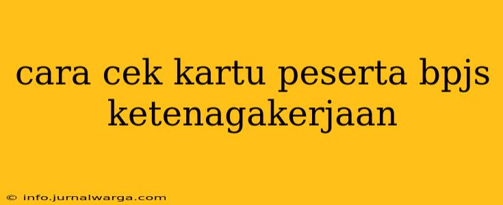 cara cek kartu peserta bpjs ketenagakerjaan