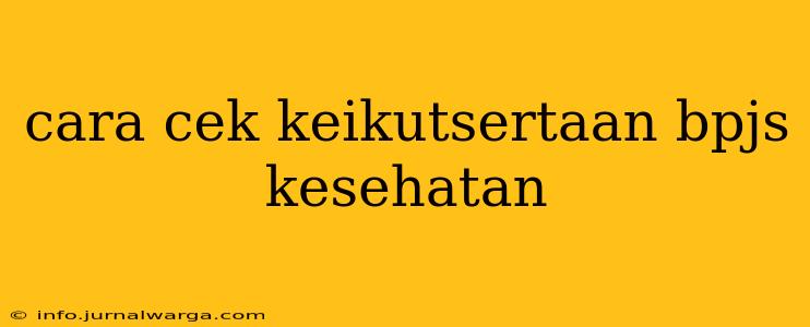 cara cek keikutsertaan bpjs kesehatan