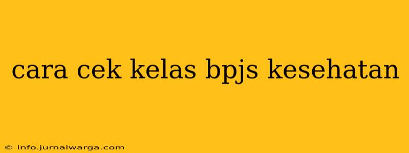 cara cek kelas bpjs kesehatan