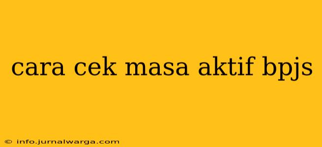 cara cek masa aktif bpjs