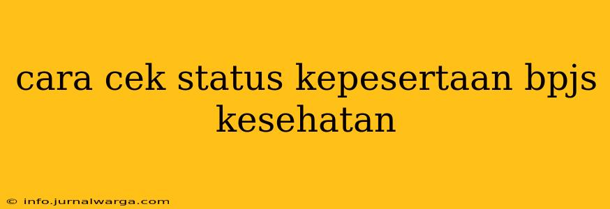cara cek status kepesertaan bpjs kesehatan
