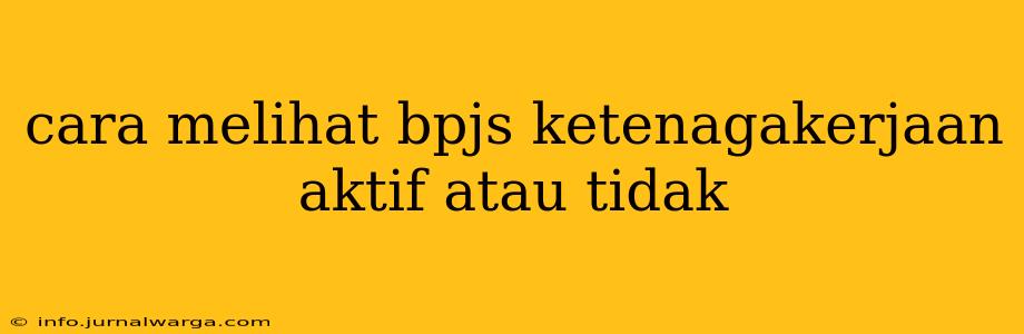 cara melihat bpjs ketenagakerjaan aktif atau tidak