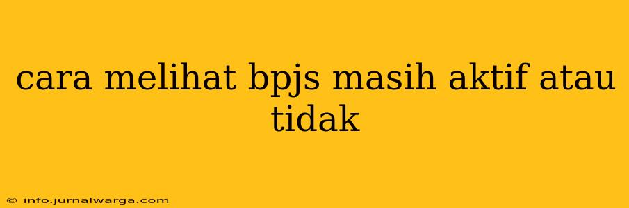 cara melihat bpjs masih aktif atau tidak