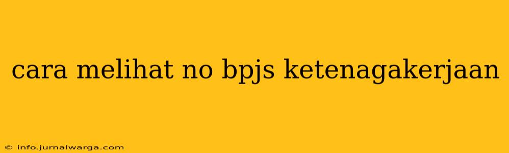 cara melihat no bpjs ketenagakerjaan
