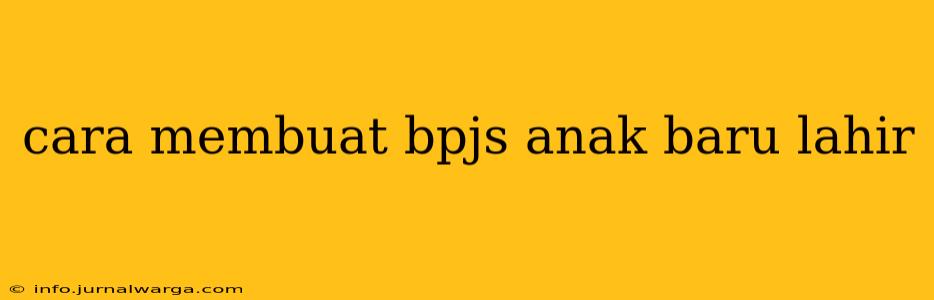 cara membuat bpjs anak baru lahir