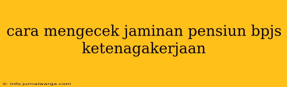 cara mengecek jaminan pensiun bpjs ketenagakerjaan