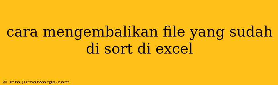 cara mengembalikan file yang sudah di sort di excel