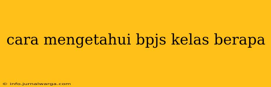 cara mengetahui bpjs kelas berapa
