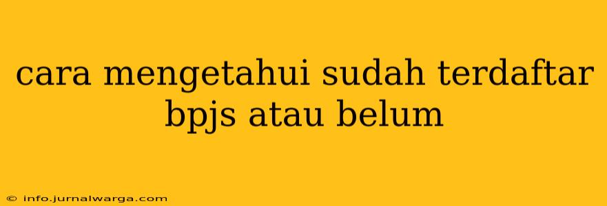 cara mengetahui sudah terdaftar bpjs atau belum