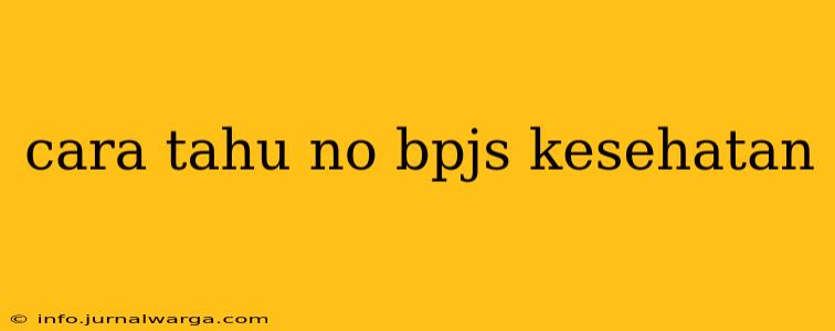 cara tahu no bpjs kesehatan