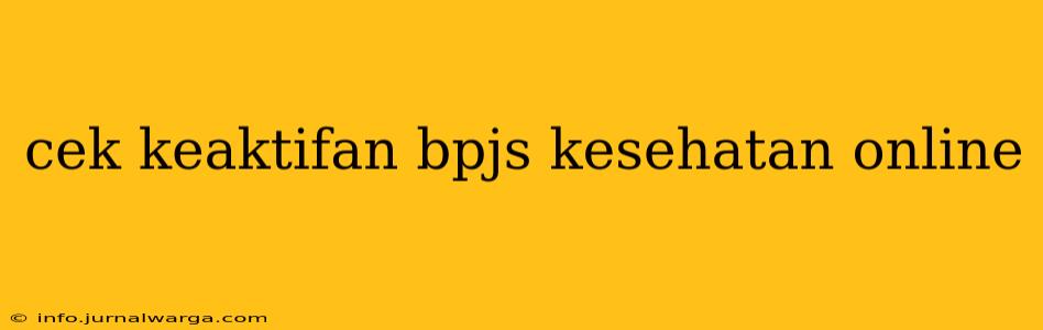 cek keaktifan bpjs kesehatan online