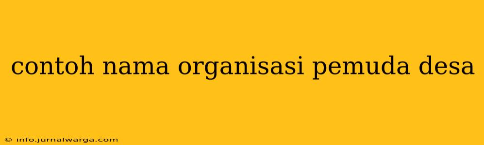 contoh nama organisasi pemuda desa
