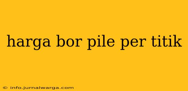 harga bor pile per titik