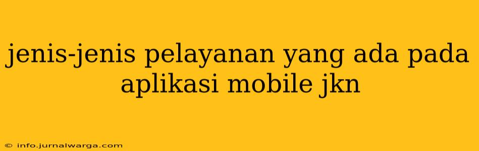 jenis-jenis pelayanan yang ada pada aplikasi mobile jkn