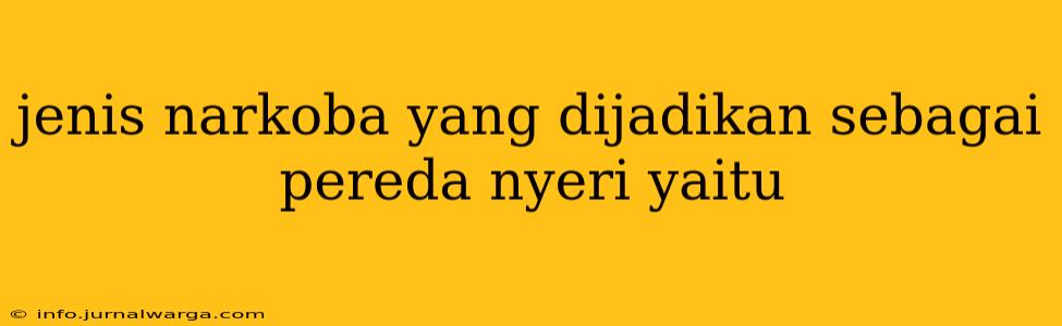 jenis narkoba yang dijadikan sebagai pereda nyeri yaitu