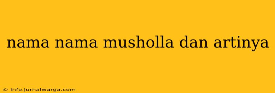 nama nama musholla dan artinya