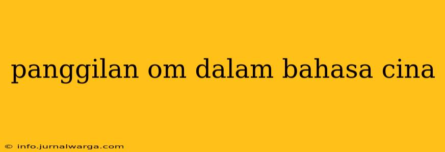 panggilan om dalam bahasa cina