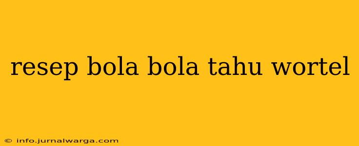 resep bola bola tahu wortel