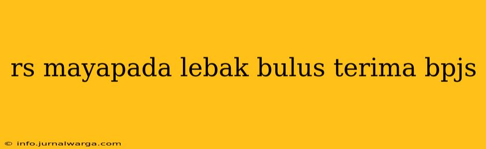 rs mayapada lebak bulus terima bpjs