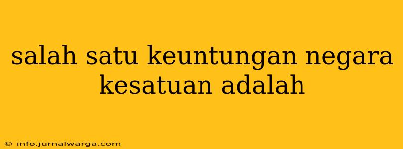 salah satu keuntungan negara kesatuan adalah