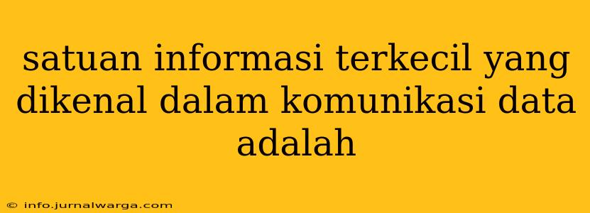 satuan informasi terkecil yang dikenal dalam komunikasi data adalah