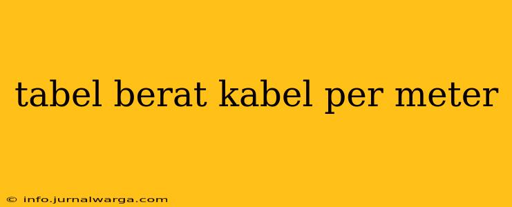 tabel berat kabel per meter