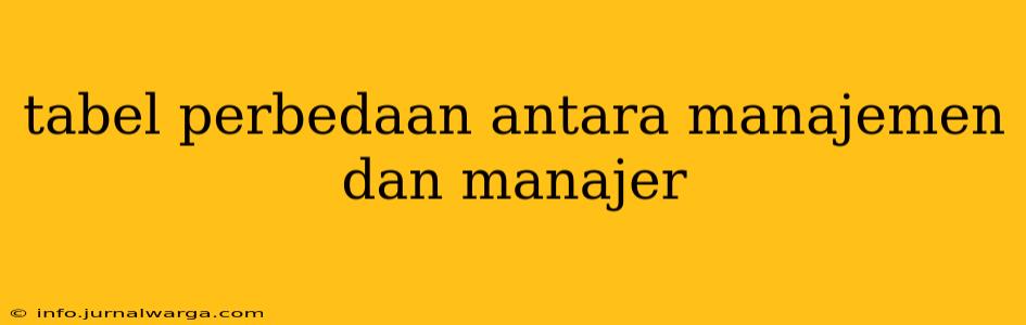 tabel perbedaan antara manajemen dan manajer