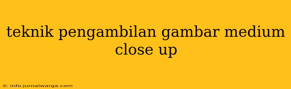 teknik pengambilan gambar medium close up