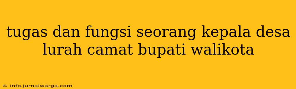 tugas dan fungsi seorang kepala desa lurah camat bupati walikota