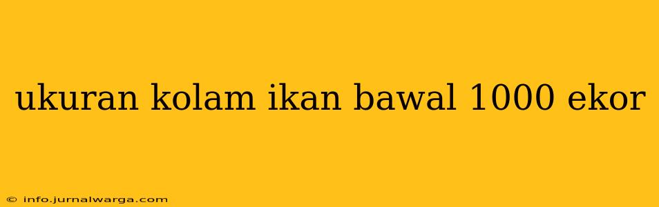 ukuran kolam ikan bawal 1000 ekor