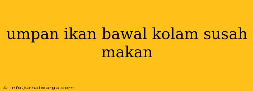 umpan ikan bawal kolam susah makan