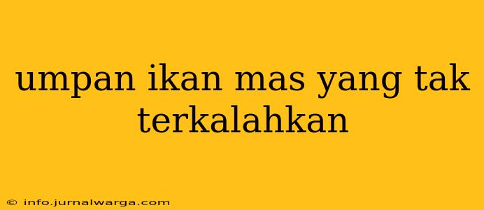 umpan ikan mas yang tak terkalahkan