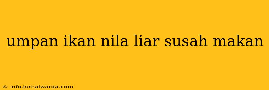 umpan ikan nila liar susah makan