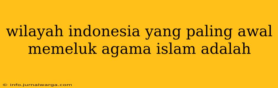 wilayah indonesia yang paling awal memeluk agama islam adalah