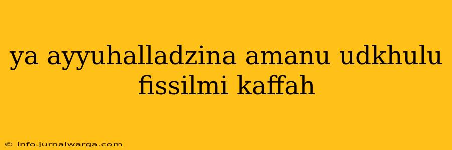 ya ayyuhalladzina amanu udkhulu fissilmi kaffah