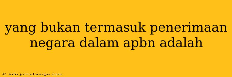 yang bukan termasuk penerimaan negara dalam apbn adalah